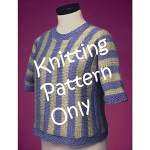 New Sue McCain Vermont Fiber Designs 108 Sideways Knit Striped Pullover Pattern